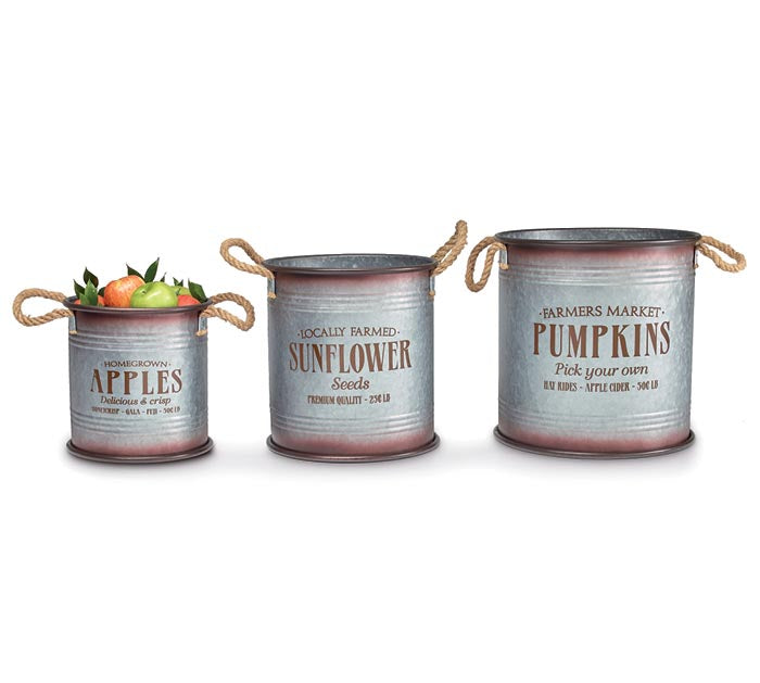 Tin Planters with Fall Message