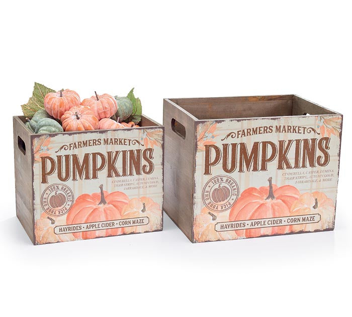 WOODEN PUMPKIN PLANTERS