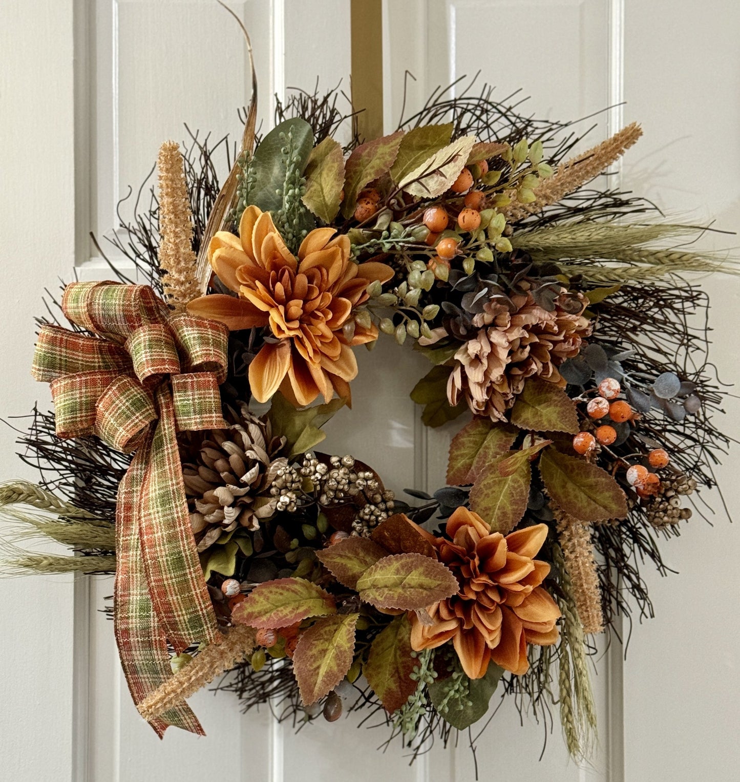 Thanksgiving Dahlia Grapevine Starburst Wreath